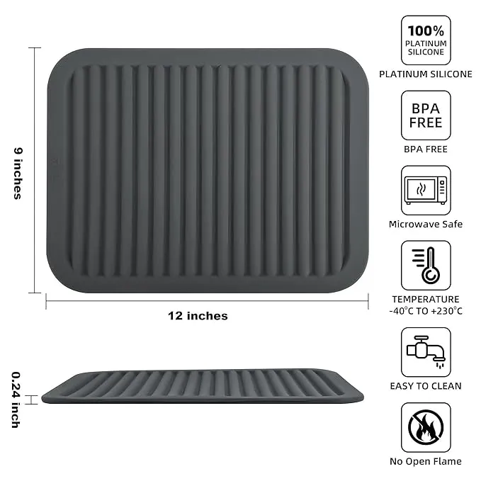 2 Pcs Grey Silicone Heat Resistant Trivets for Hot Pans and Pots