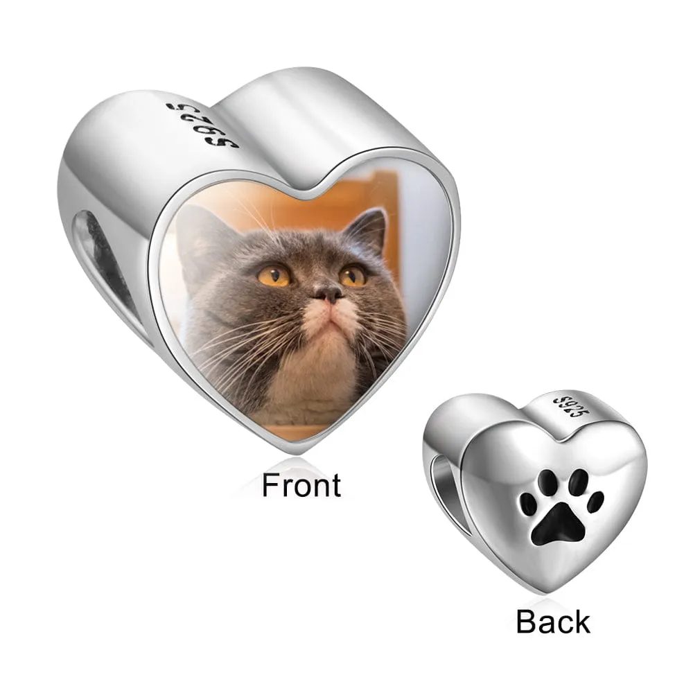 .925 Sterling Silver Pet photo charm for Bracelet