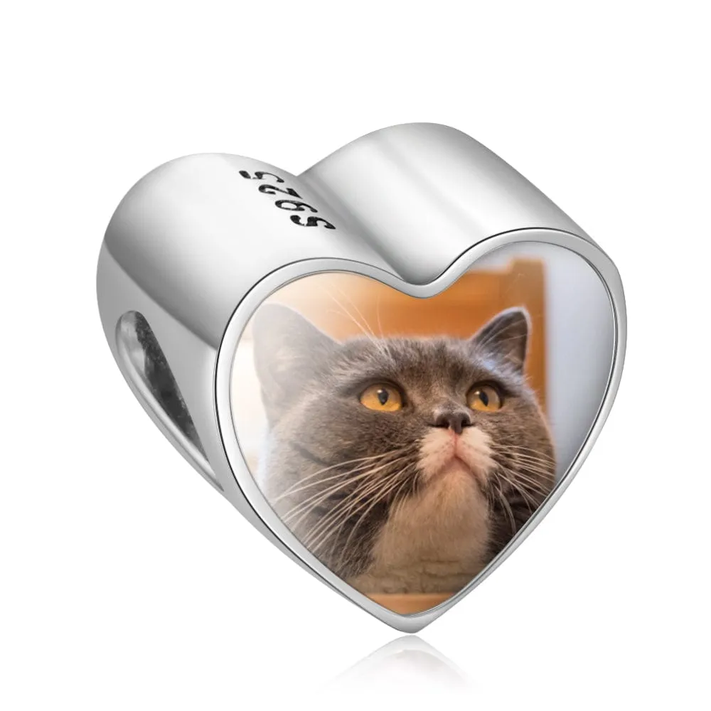 .925 Sterling Silver Pet photo charm for Bracelet