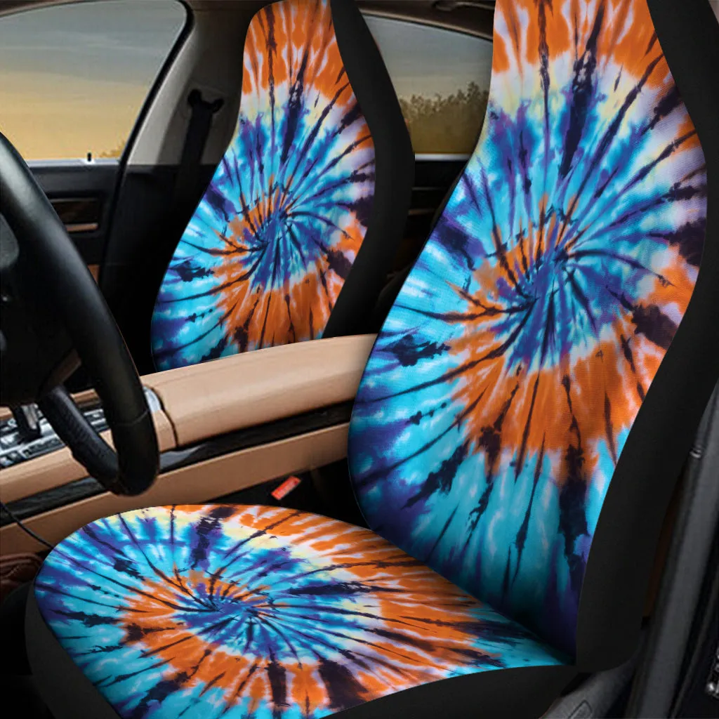 Blue And Orange Tie Dye Print Universal Fit Car Seat Covers