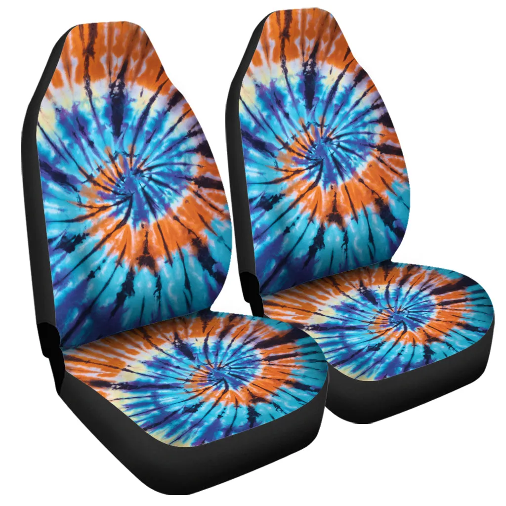 Blue And Orange Tie Dye Print Universal Fit Car Seat Covers