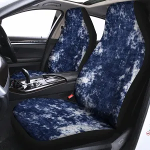 Blue And White Acid Wash Tie Dye Print Universal Fit Car Seat Covers