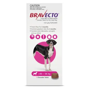 Bravecto Flea and Tick Chew for Extra Large Dogs 40kg-56kg Purple