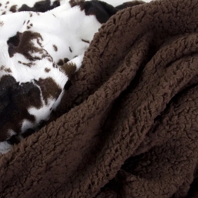 Cowhide Print Sherpa Adult Throw Blanket