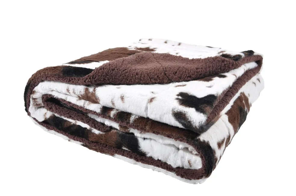 Cowhide Print Sherpa Adult Throw Blanket