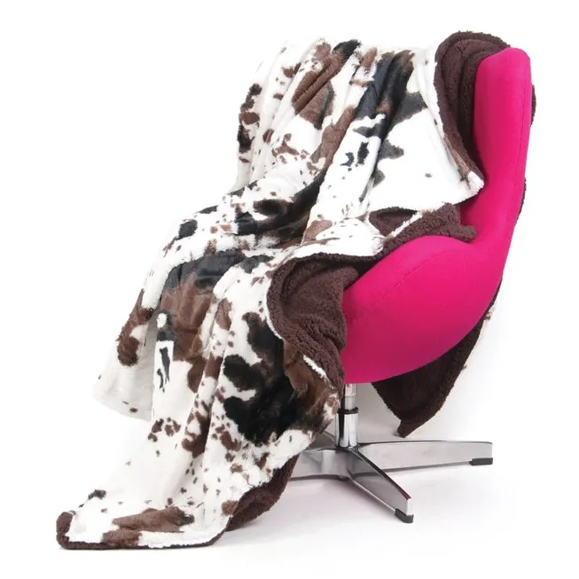 Cowhide Print Sherpa Adult Throw Blanket