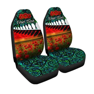  Custom New Zealand Maori ANZAC Car Seat Cover Poppy Vibes Turquoise