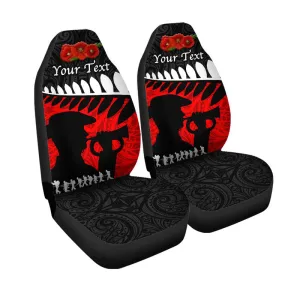  Custom New Zealand Maori ANZAC Car Seat Cover Remembrance Soldier Black