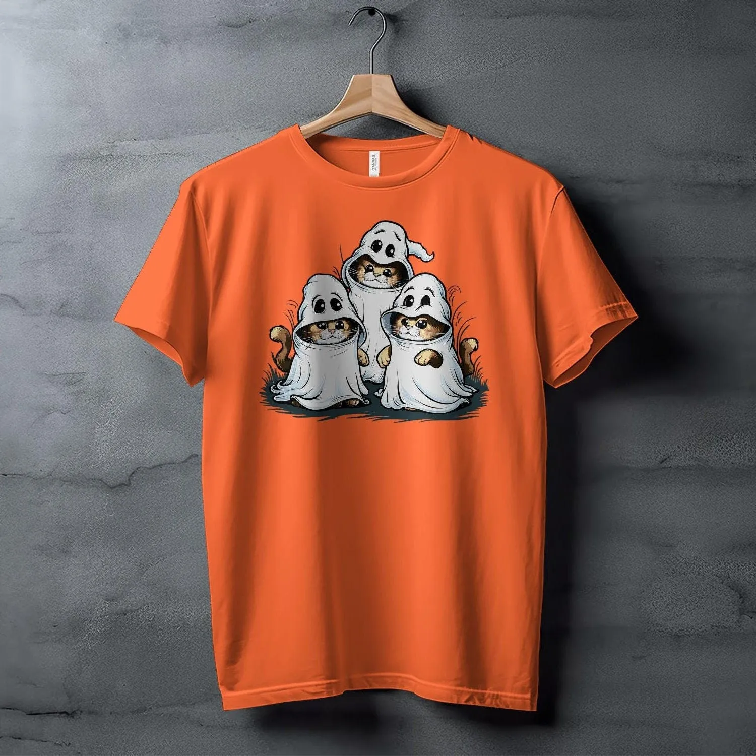 Cute Halloween Cats With Ghost Costume T-Shirt, Funny Halloween Cat Design, Perfect Halloween Gift, Spooky Cat Sweatshirt T-Shirt