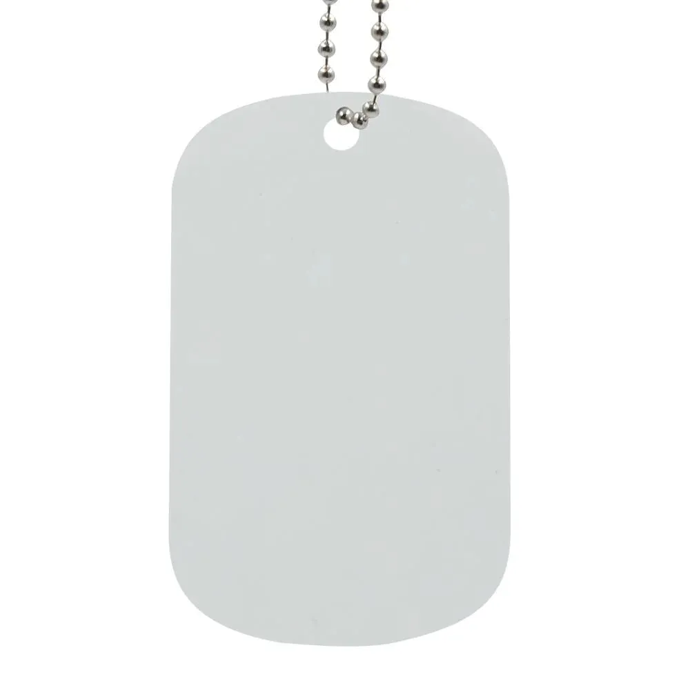 Dog Tag - WHITE - Stainless Steel - Double Sided