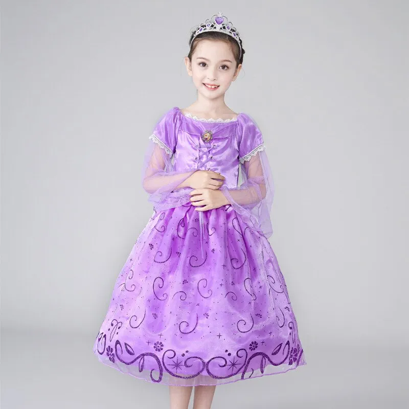 Girl Sofia Princess Dress up Cosplay Costume Halloween Christmas Suit