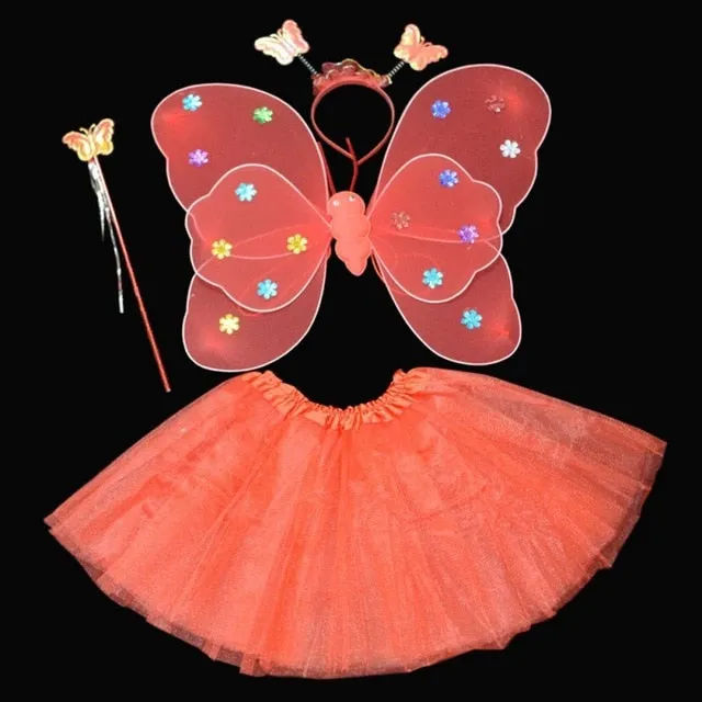 halloween Costumes for girl Cosplay Fairy Princess Butterfly Wings  Headband Tutu Skirt