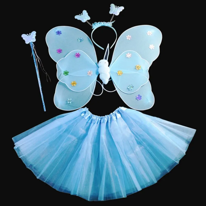 halloween Costumes for girl Cosplay Fairy Princess Butterfly Wings  Headband Tutu Skirt
