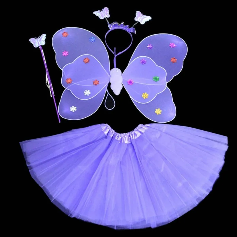 halloween Costumes for girl Cosplay Fairy Princess Butterfly Wings  Headband Tutu Skirt