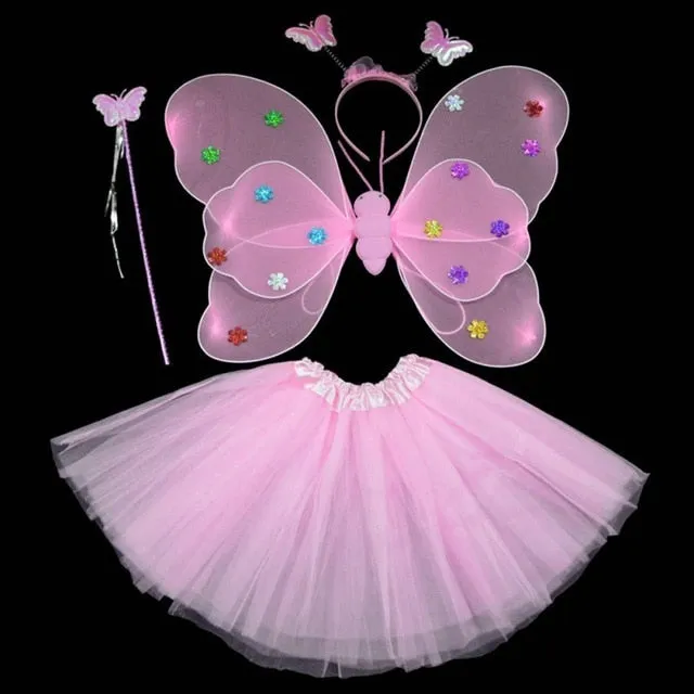 halloween Costumes for girl Cosplay Fairy Princess Butterfly Wings  Headband Tutu Skirt