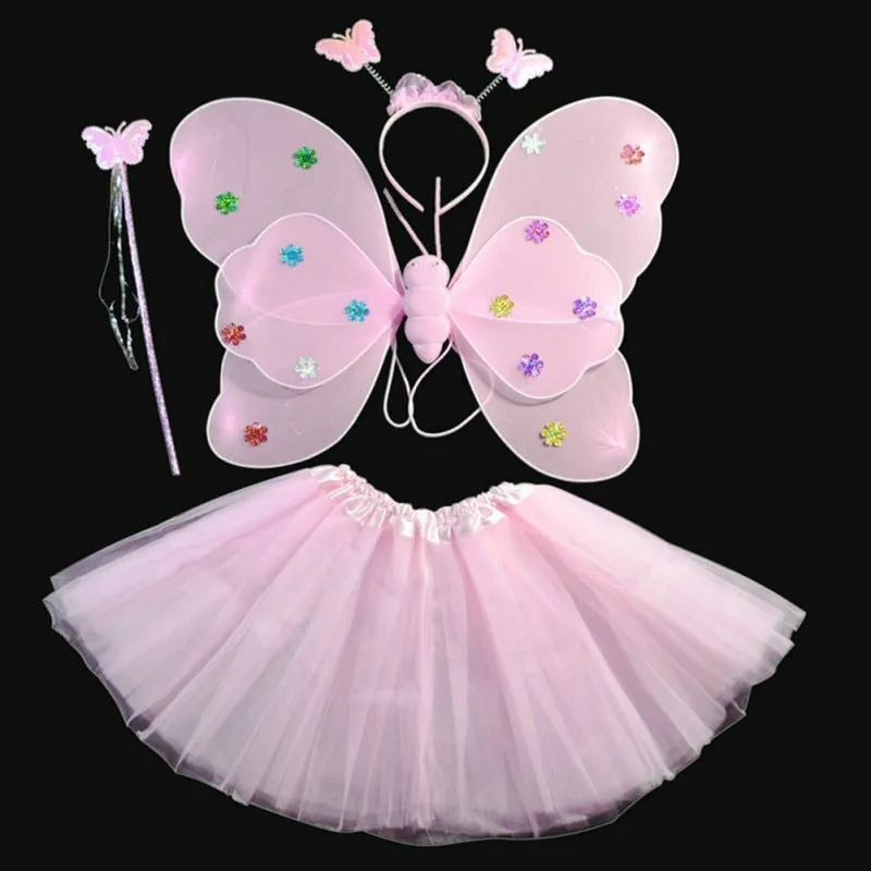 halloween Costumes for girl Cosplay Fairy Princess Butterfly Wings  Headband Tutu Skirt
