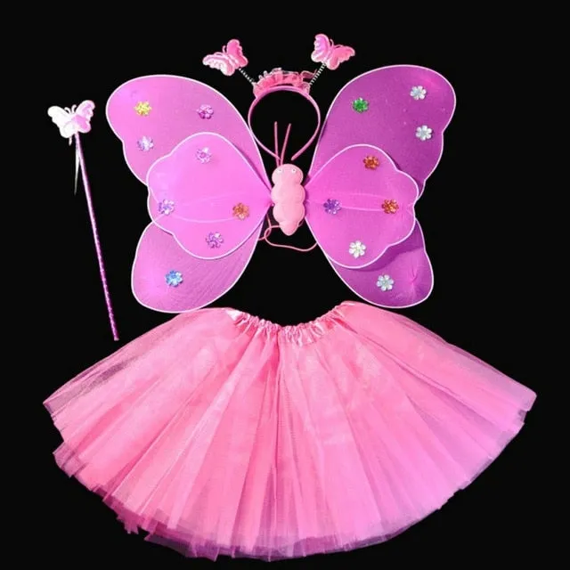 halloween Costumes for girl Cosplay Fairy Princess Butterfly Wings  Headband Tutu Skirt