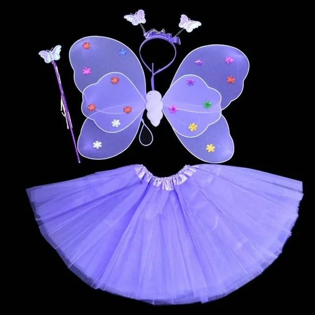 halloween Costumes for girl Cosplay Fairy Princess Butterfly Wings  Headband Tutu Skirt