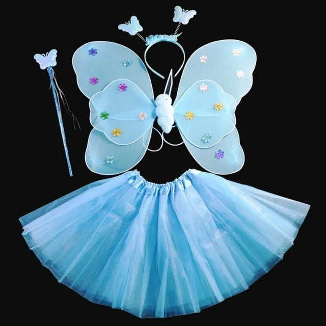 halloween Costumes for girl Cosplay Fairy Princess Butterfly Wings  Headband Tutu Skirt