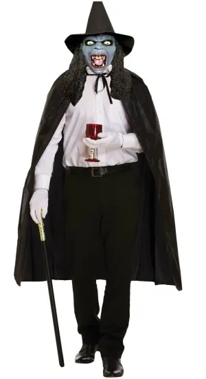 Halloween Latex Witch Mask with Hat Wig & Cape Spooky Scary Party Costume