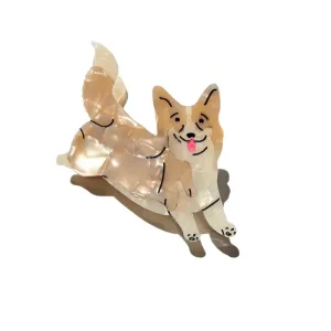 Hand Painted Corgi Dog Claw Hair Clip