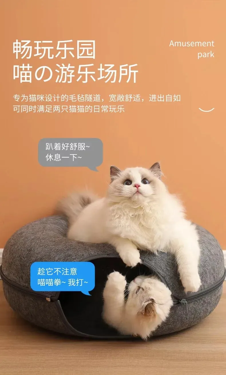 Interactive Cat Tunnel Bed - Kitty's Playful Paradise
