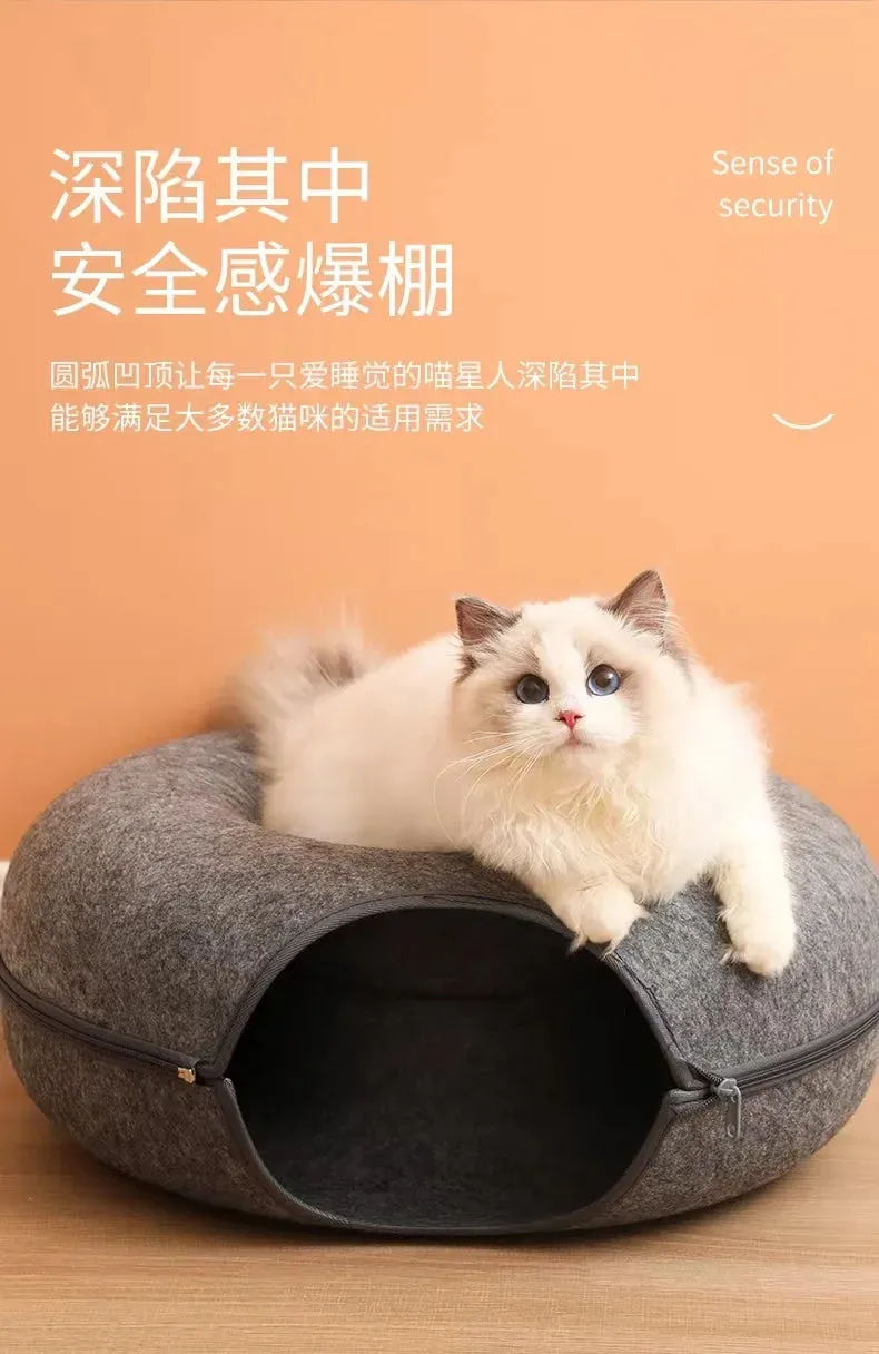 Interactive Cat Tunnel Bed - Kitty's Playful Paradise