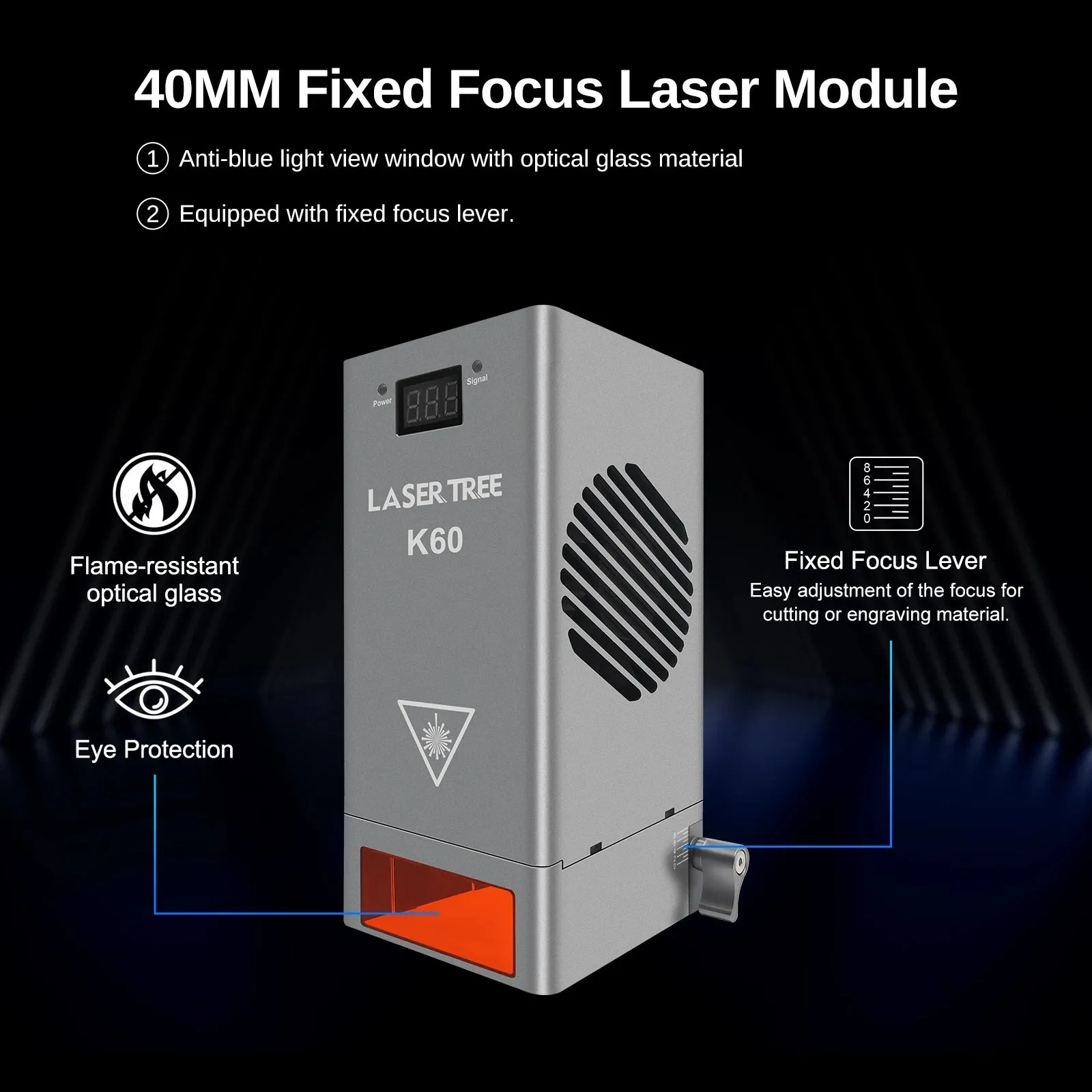 LASER TREE K60 Optical Power 60W Laser Head – Precision Cutting, Engraving, and DIY Magic