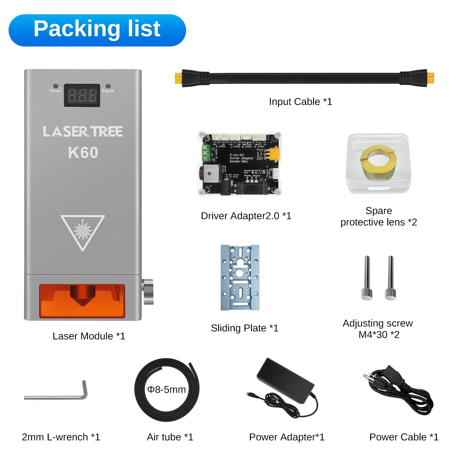 LASER TREE K60 Optical Power 60W Laser Head – Precision Cutting, Engraving, and DIY Magic