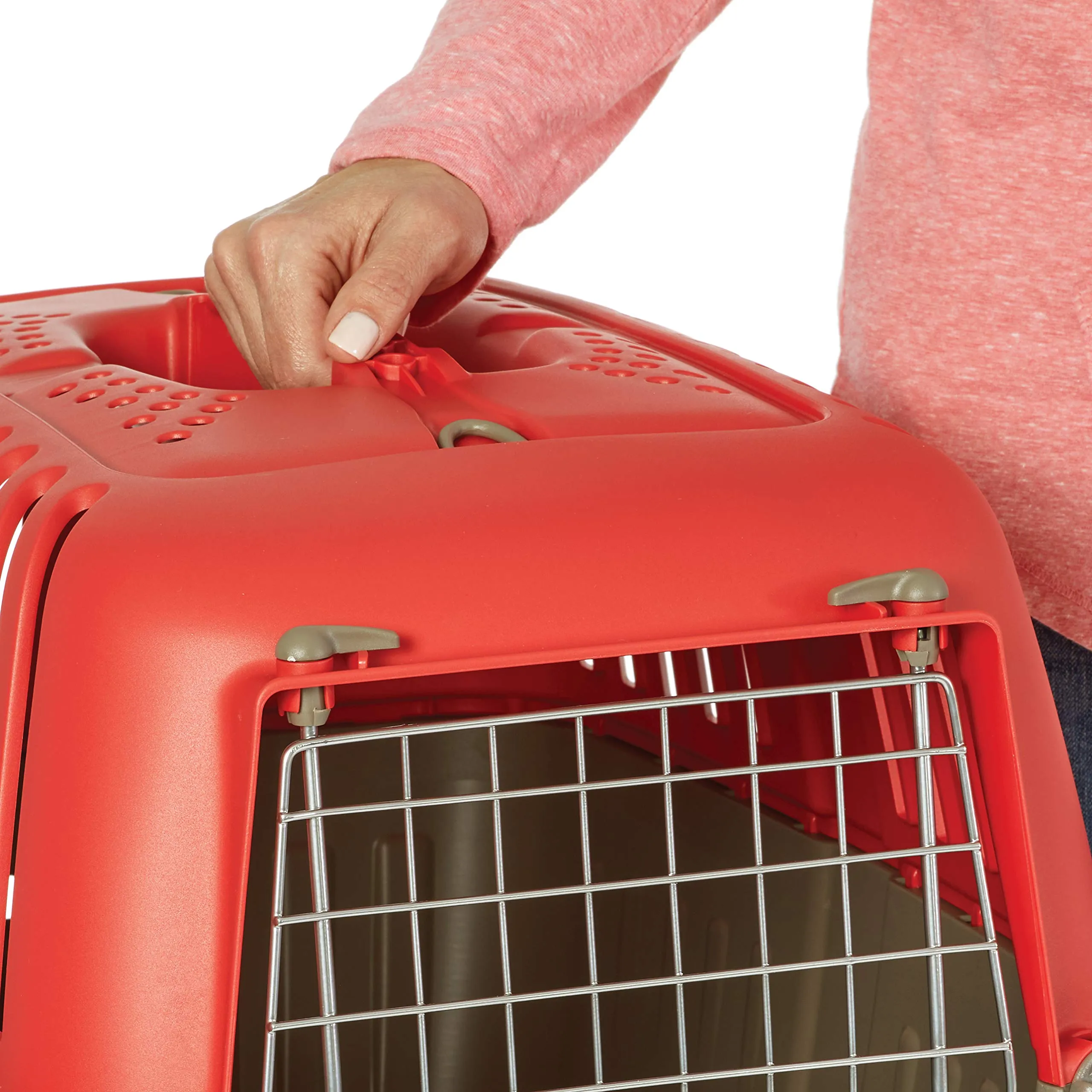 Midwest Spree Hard-Sided Travel Cat and Dog Kennel Carrier - Red - 24" X 15.5" X 15" Inches