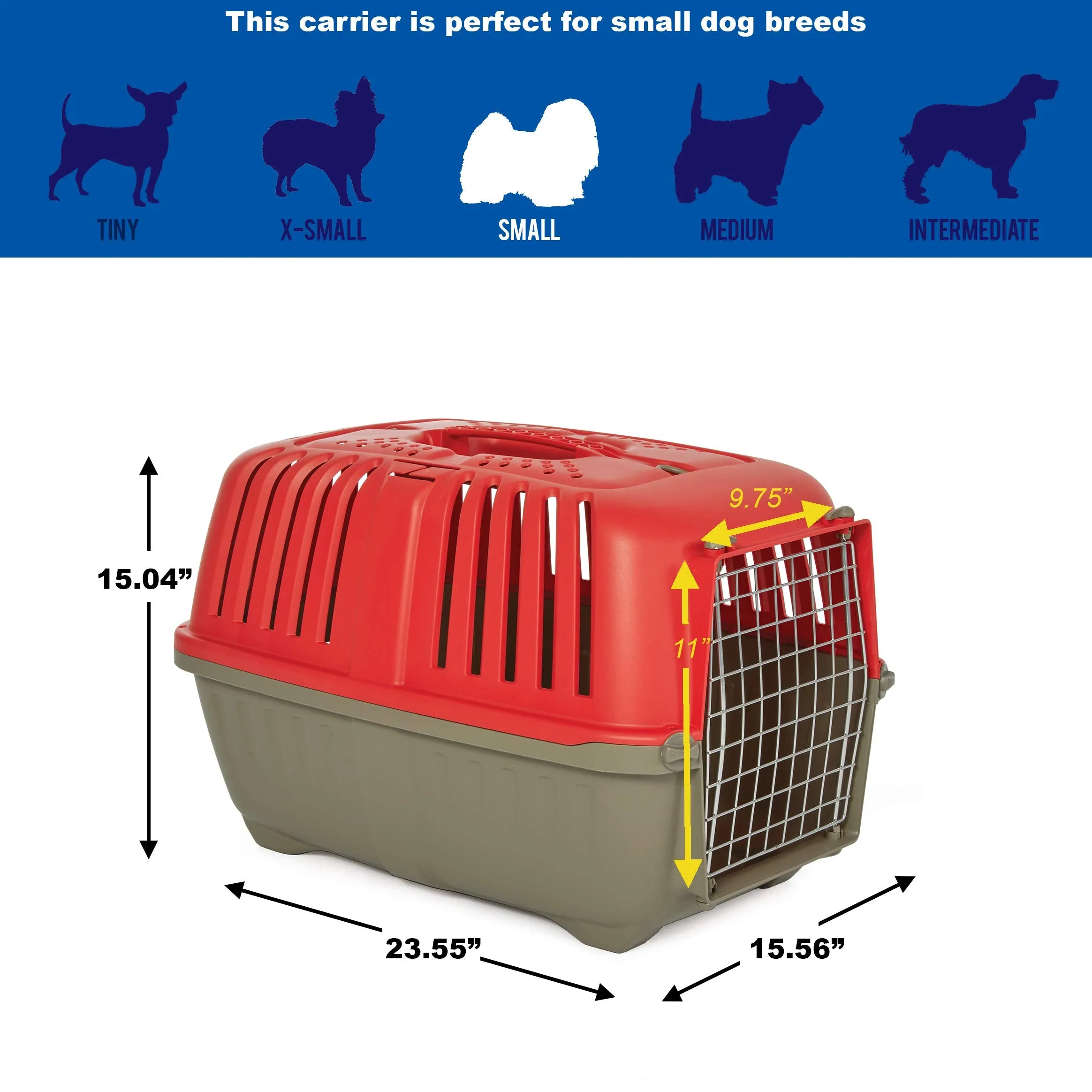 Midwest Spree Hard-Sided Travel Cat and Dog Kennel Carrier - Red - 24" X 15.5" X 15" Inches