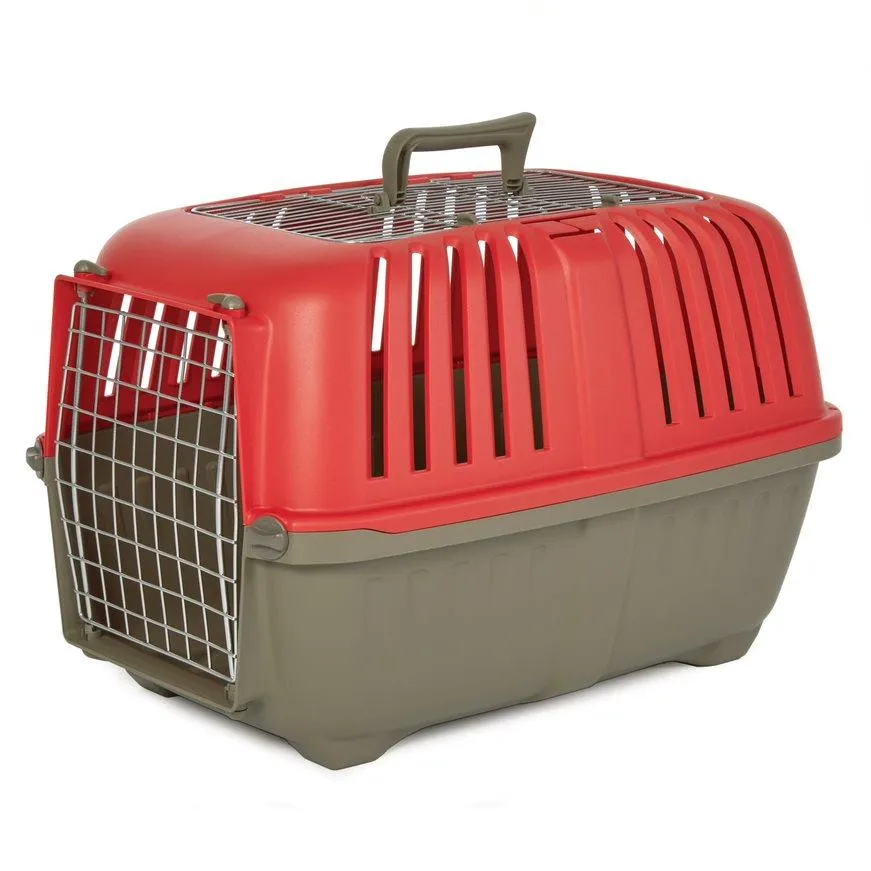 Midwest Spree Top Loading Double Door Travel Dog Kennel Carrier - Red - 24" X 15.5" X 15" Inches