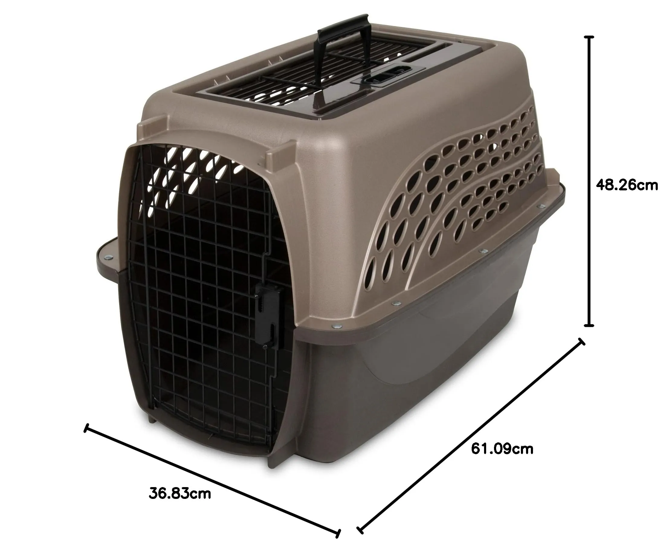 Petmate 21232 Two Door Top Load 24-Inch Pet Kennel, Metallic Pearl Tan and Coffee Ground Bottom