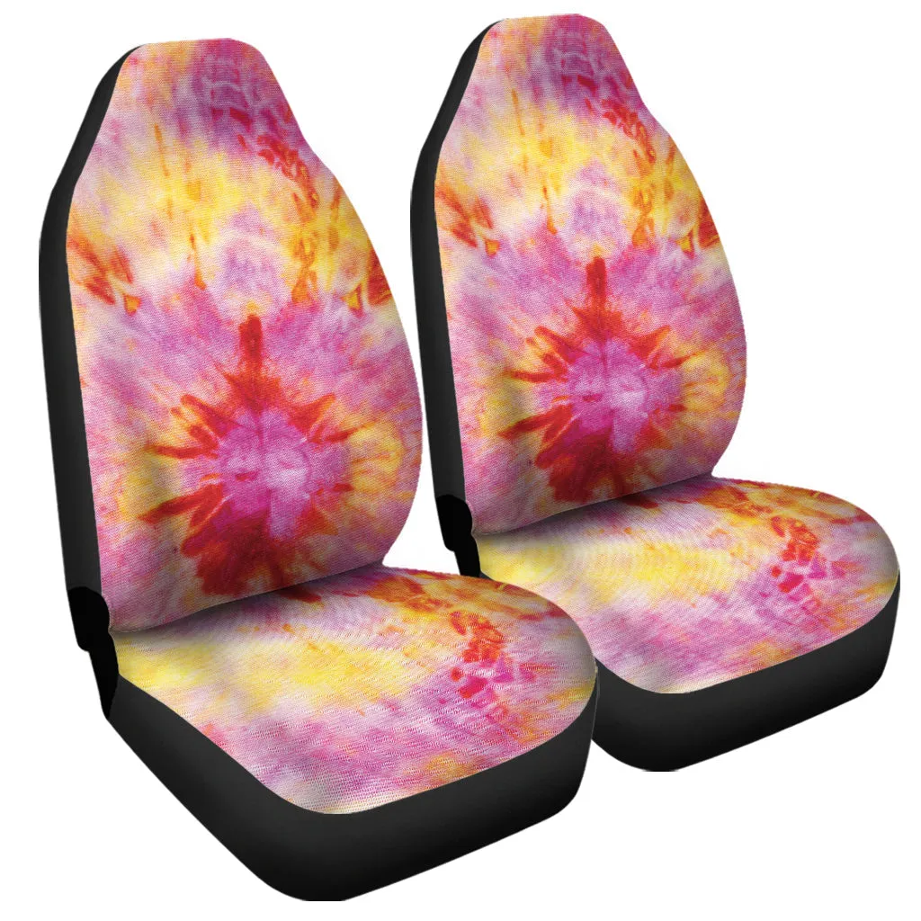 Pink And Yellow Tie Dye Print Universal Fit Car Seat Covers