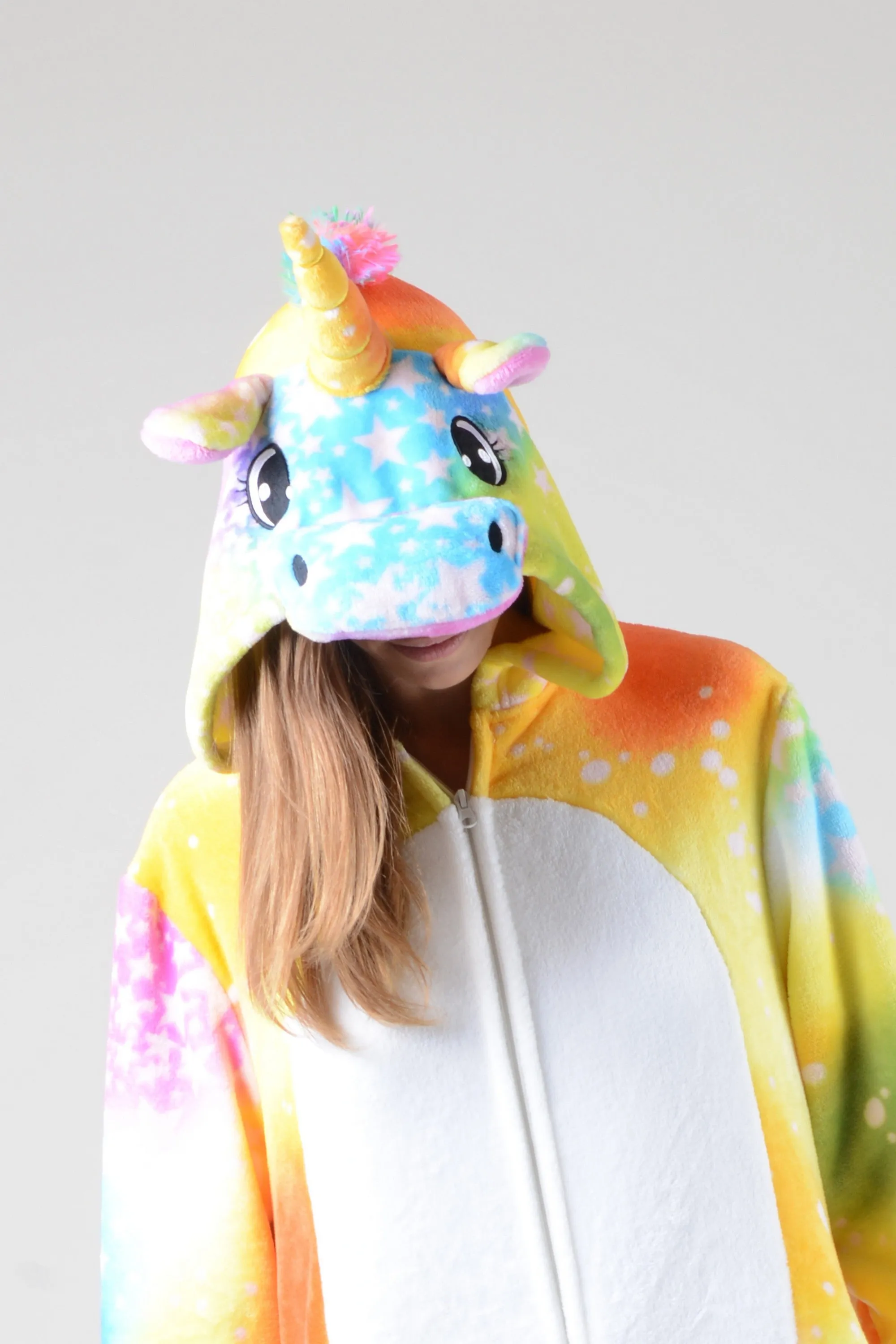 Plush Star Print Unicorn Animal Onesie