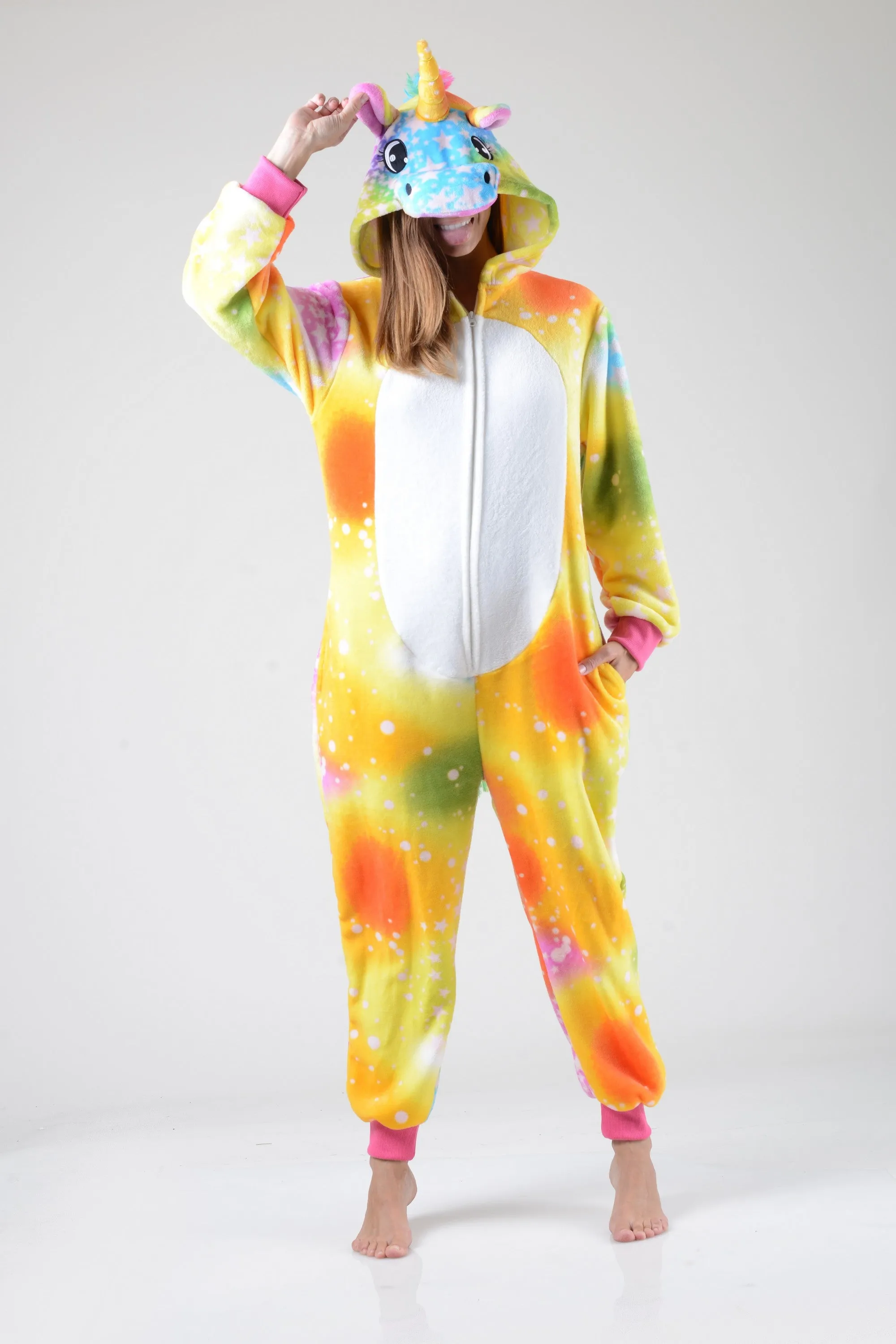 Plush Star Print Unicorn Animal Onesie