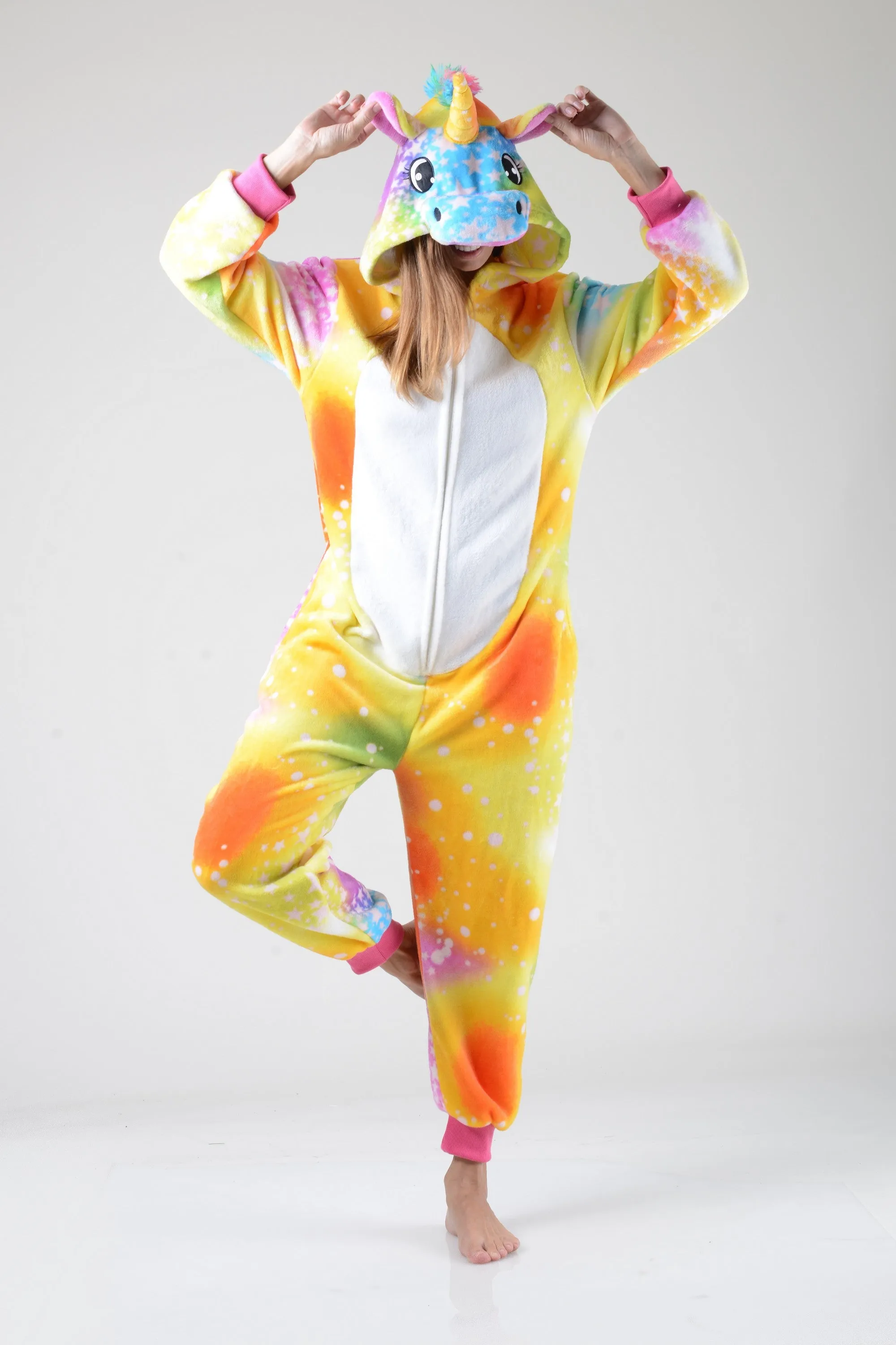 Plush Star Print Unicorn Animal Onesie