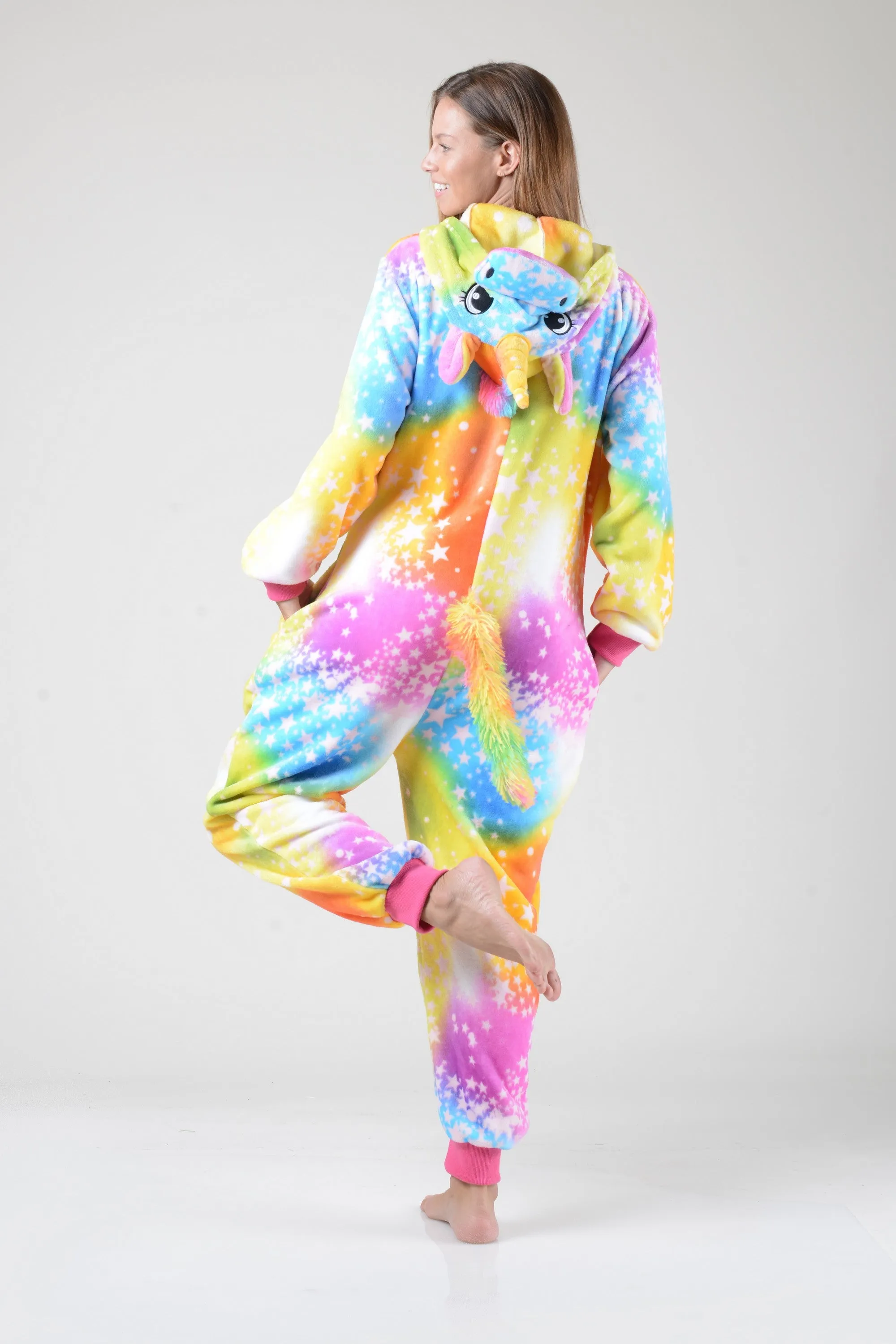 Plush Star Print Unicorn Animal Onesie