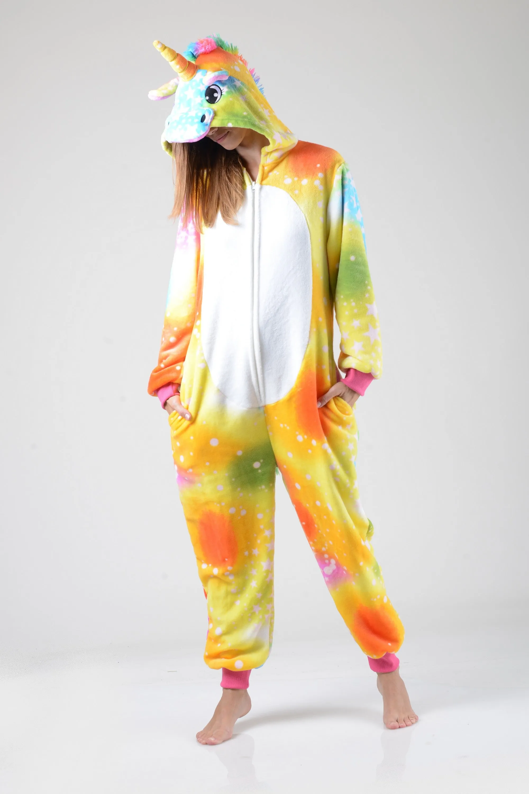 Plush Star Print Unicorn Animal Onesie