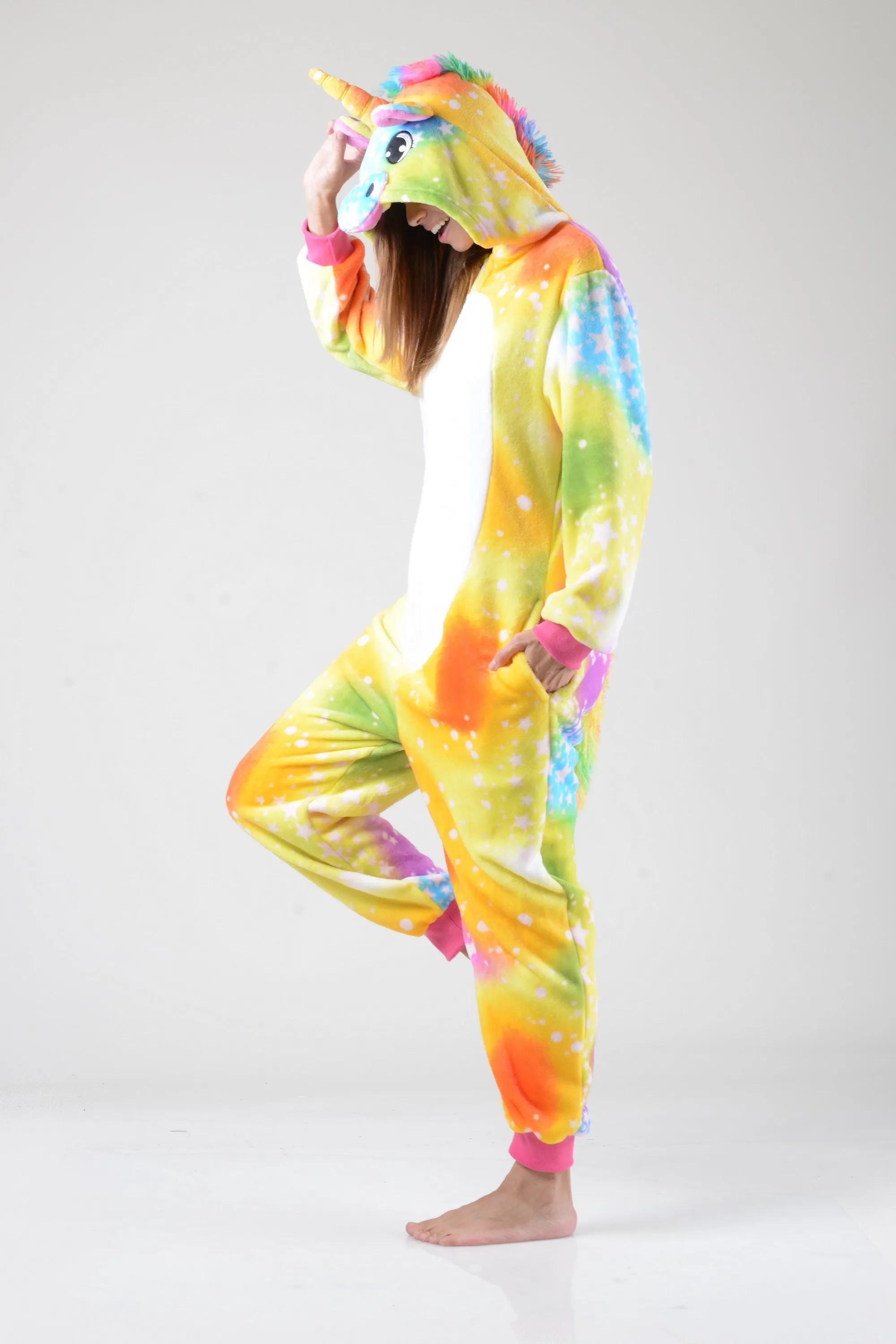 Plush Star Print Unicorn Animal Onesie