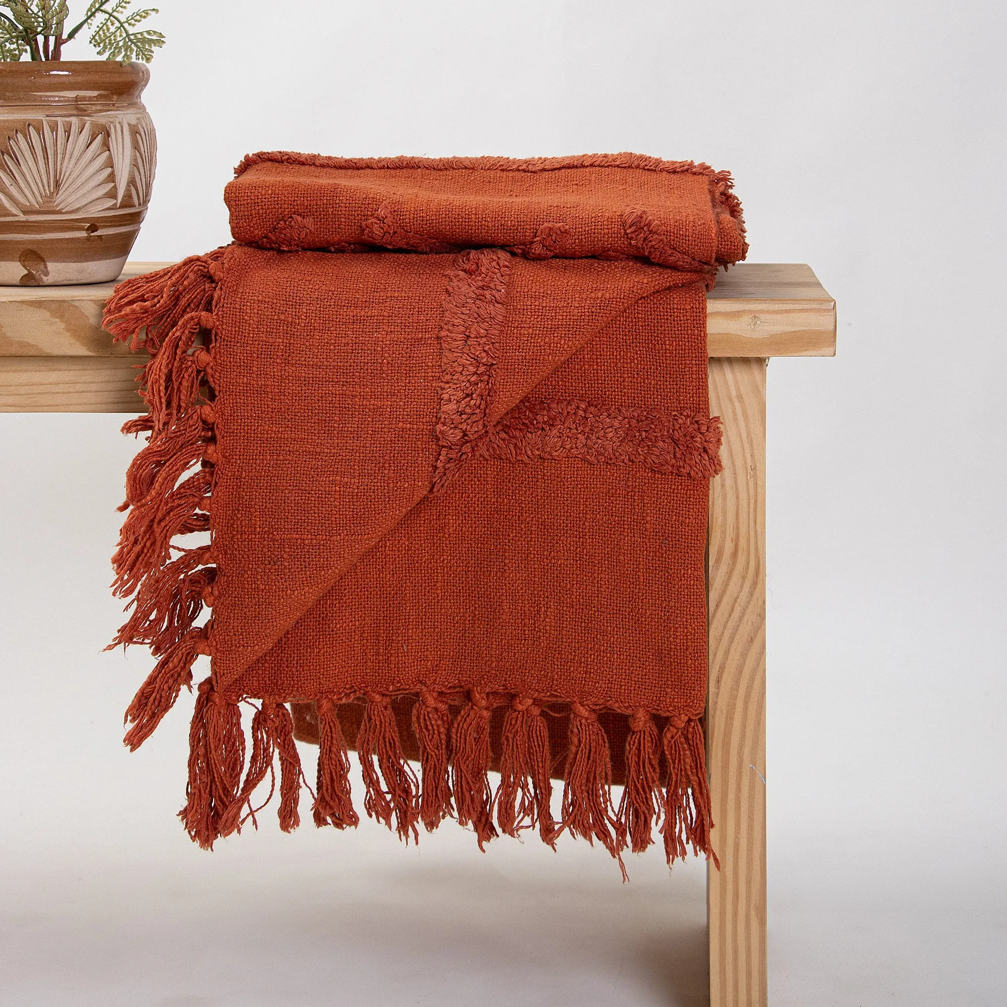 Premium Quality Cotton Tufted Throw Blanket