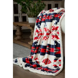 Red, White & Blue Southwest Plush Throw Blanket - 56"x 68"