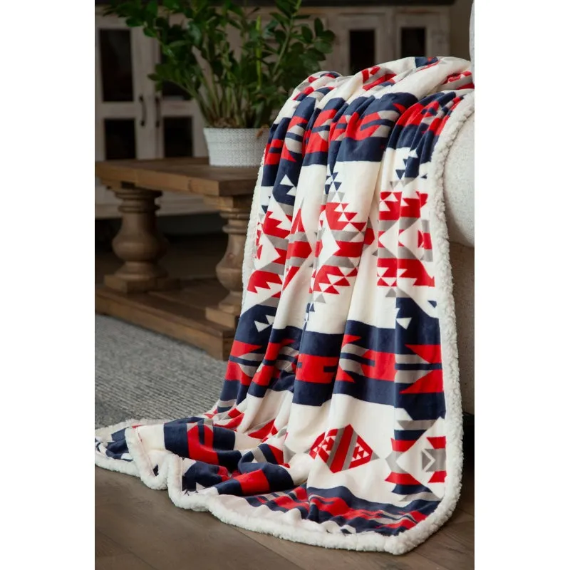 Red, White & Blue Southwest Plush Throw Blanket - 56"x 68"