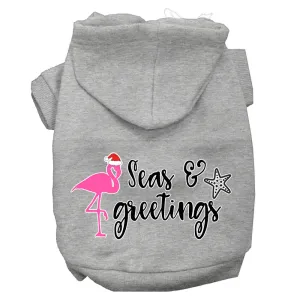 Seas And Greetings Screen Print Dog Hoodie Grey Xs