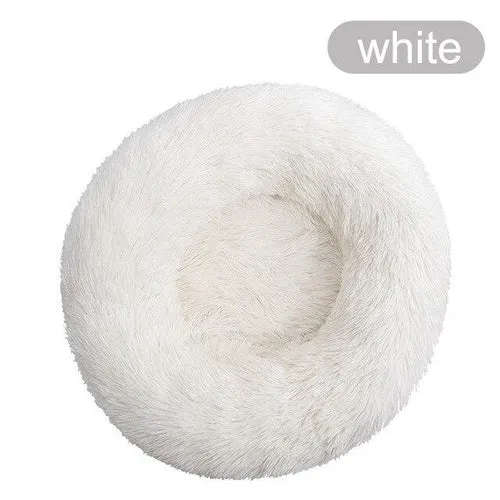 Soft Pet Dog Bed Round Winter warm Long Plush Dog House Cushion Cat