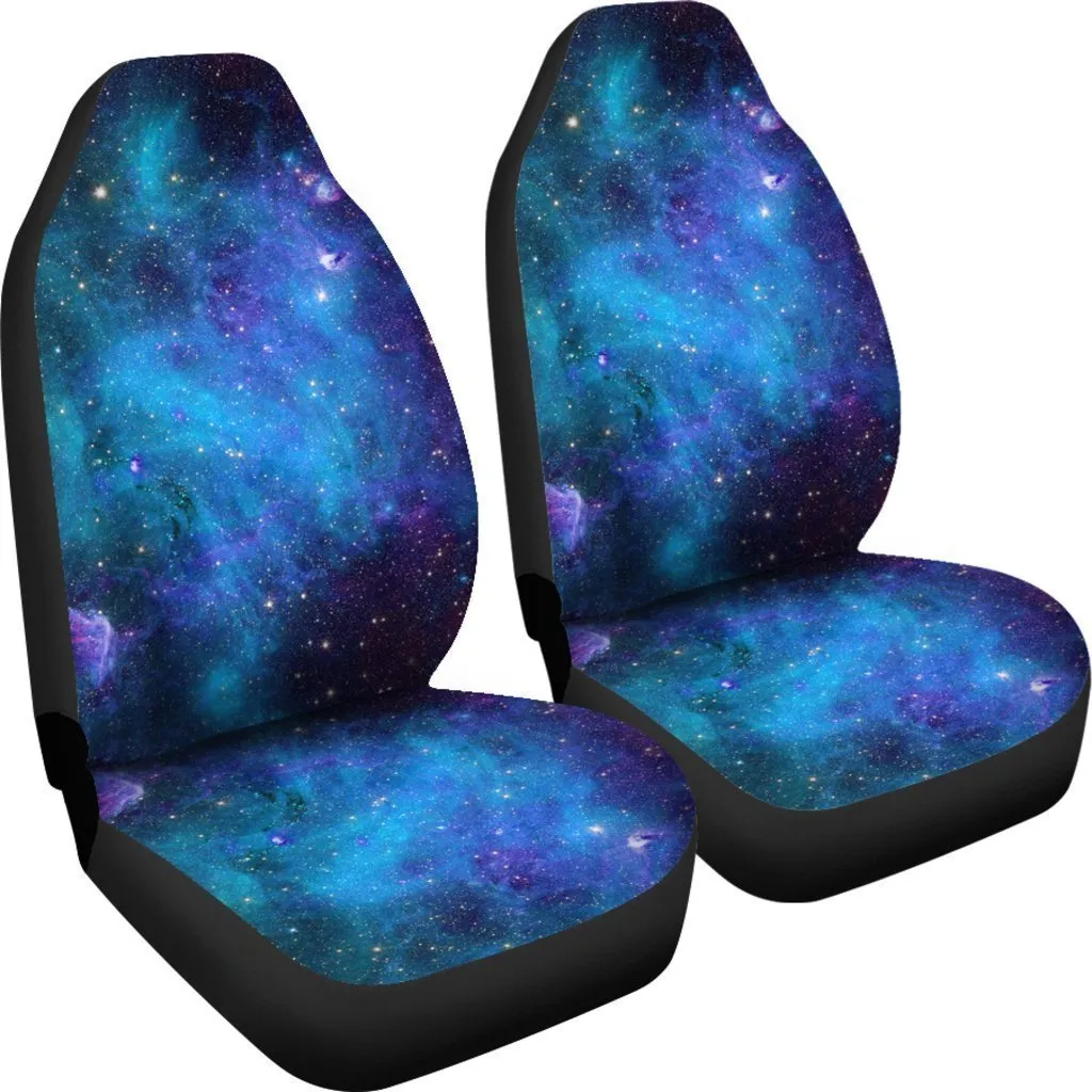 Teal Purple Stardust Galaxy Space Print Universal Fit Car Seat Covers