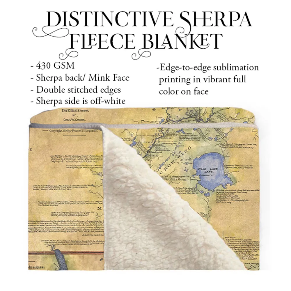 Upper Mississippi River Fridley Sherpa Fleece Blanket Double Stitched Edges Cozy Luxury Fluffy Super Soft 430 GSM Polyester Throw Blanket