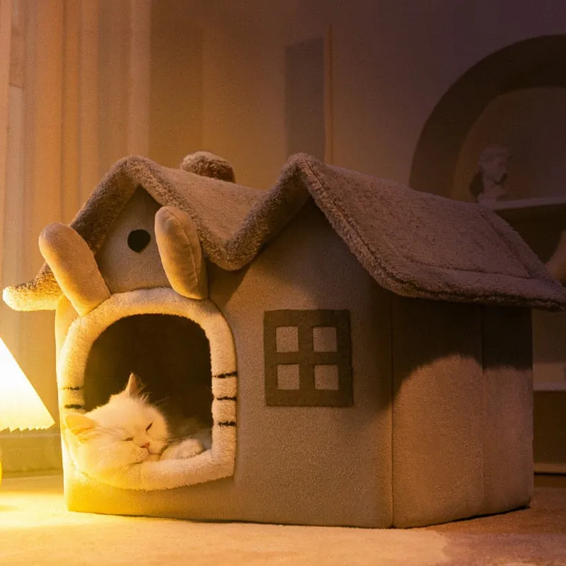 Warm Plush Cat Bed House